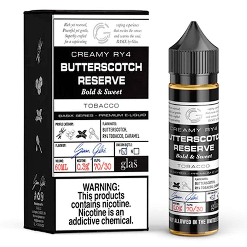 Basix Series by Glas 60mL Basix Series Premium e-Liquids Butterscotch Reserve / 3mg / 60mL